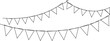 © Hanan - Single line celebrate hanging triangular garlands. perspective flags party isolated on white background. Birthday, anniversary, and festival fair concept. Vector design illustration.