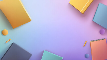 Abstract educational wallpaper with scattered book icons on smooth gradient background