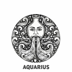 aquarius waterbearer mask in flow mandala