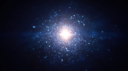 Wall Mural - bright glowing light with sparkling particles on dark background