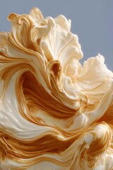 Poster - intricate swirling patterns of coffee and milk creating artistic designs in a cup, close-up view