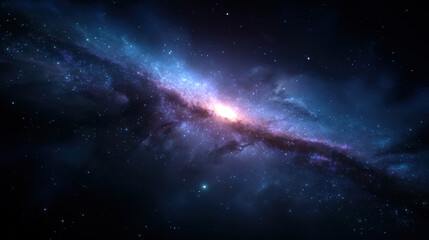 Wall Mural - galaxy with bright core and glowing cosmic dust in space
