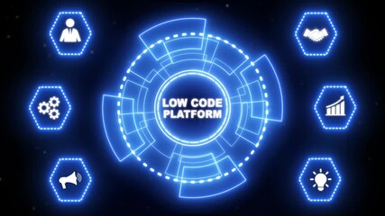 Glowing Low Code software development platform technology concept.