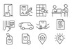 © Olha - Last-Mile Delivery Icons. Line style icons of last-mile delivery: doorstep parcel icon, signature confirmation, smart locker drop,