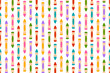 © vicktoriabbk - Seamless vector pattern with colorful crayons on white background. Perfect for school, art, and creative projects.