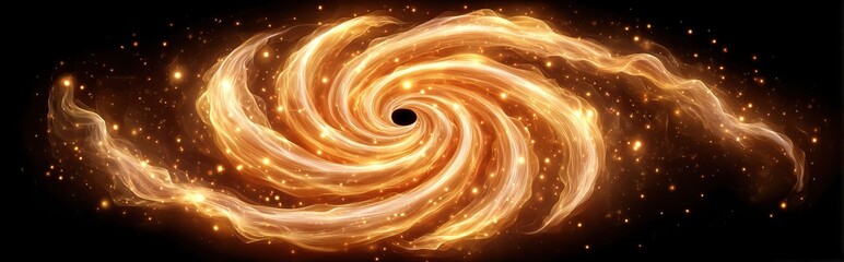 Wall Mural - Artistic rendering of a spiral galaxy with a black hole at its center, surrounded by glowing nebula