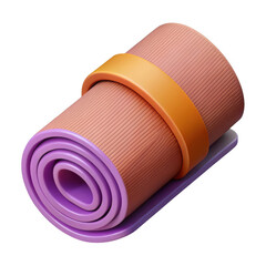 Wall Mural - 3d rolled yoga mat with orange strap isolated on transparent background