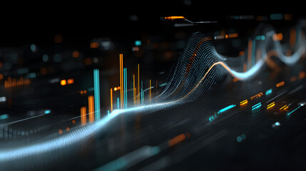 Poster - Digital Data Visualization: An abstract representation of digital data streams, illustrating complex data patterns and information flow in a futuristic and modern way.