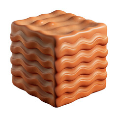 Wall Mural - 3d wavy terracotta cube isolated on transparent background