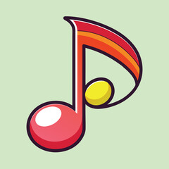Poster - Stylized Musical Note with Red, Orange, and Yellow Accents on Light Green Background