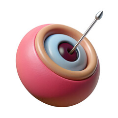 Wall Mural - 3d stylized eyeball with needle isolated on transparent background