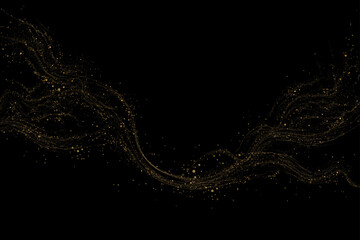 Wall Mural - Isolated exquisite golden wavy pattern from small tinsel.
