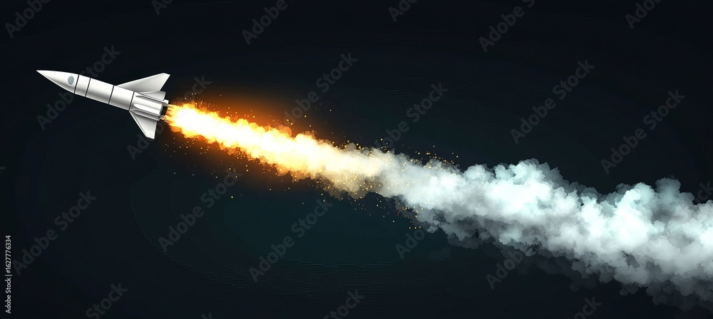 Foto de Stock Stunning Vector Rocket Smoke Trail Animation with Jet ...
