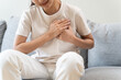 © Pormezz - Close-up woman touching chest feeling pain heart attack symptom