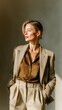 © frozen.Std - A fashionable woman in a blazer looking to the side