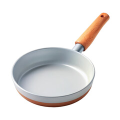 Poster - 3d frying pan with wooden handle isolated on transparent background