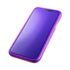 Poster - 3d modern smartphone with purple screen isolated on transparent background