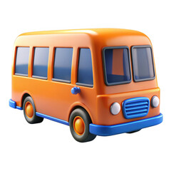 Poster - 3d orange school bus with blue accents isolated on transparent background