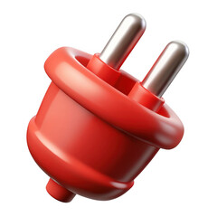 Poster - 3d red electrical plug isolated on transparent background