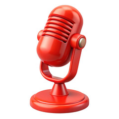 Poster - 3d vintage microphone red isolated on transparent background
