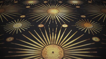 Poster - Design Royal Gold Art Deco 3d Background Animation/ Animation of an abstract art deco royal and imperial design with ornamental patterns shifting and depth of field blur
