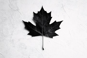 monochrome maple leaf on a textured white surface