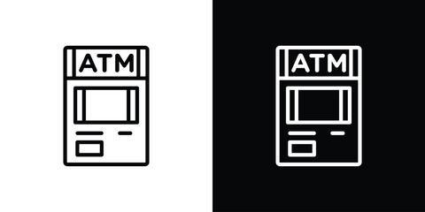 Cash Machine icon graphic, editable stroke. Suitable for website design, logo, app, template, and ui ux.