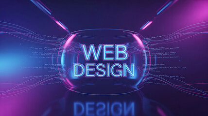 futuristic web design concept with neon glow