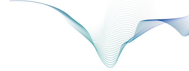 Poster - Dynamic particle waves in a blue halftone a flowing dot curve against a white backdrop, embodying technology, sound, music, and modern aesthetics. technology, science, innovation concepts