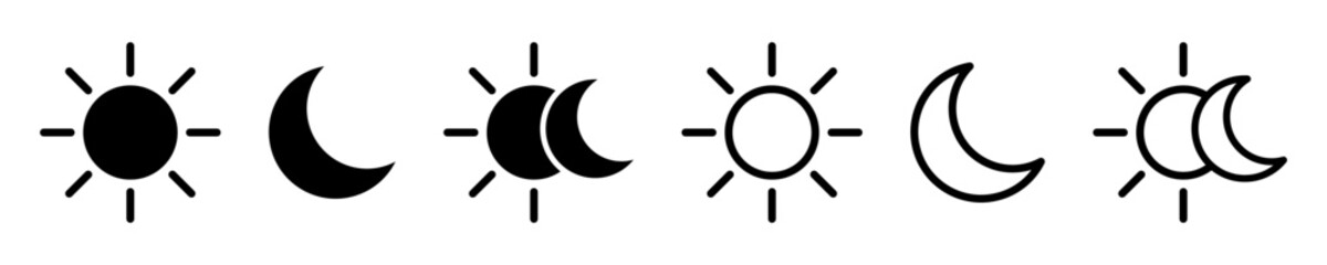 Wall Mural - Day and night icon. Sun and moon icons.