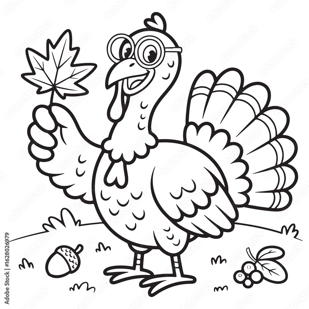 Turkey with Pumpkin Coloring Page, Pilgrim Hat Turkey Coloring Page ...