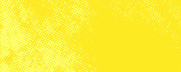 Poster - Pop art lemon yellow background with halftone patterns in comic book style, vector illustration