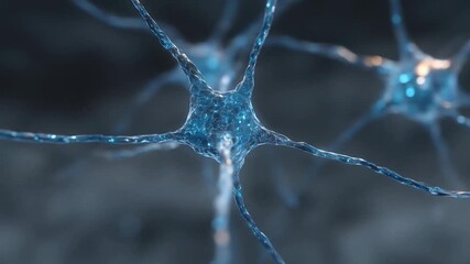 Wall Mural - neural network synapse concept in blue light.