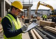 © Muhammad - Construction Site Manager Inspecting Progress on a Clipboard