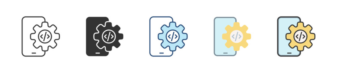App Development Icon Set Multiple Style Collection