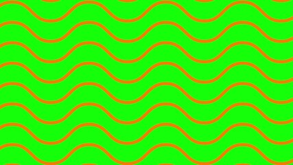 Wall Mural - Animated orange wavy lines. Linear background. Decorative pattern. Looped video. Vector illustration isolated on green background.