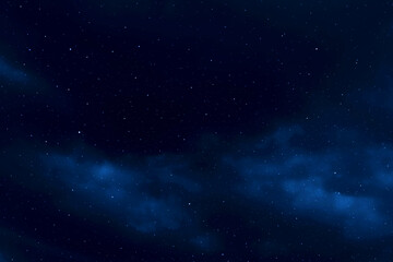 Wall Mural - Starry night sky. Dark blue galaxy space background. Glowing stars in space. New Year, Christmas and Celebration background concept.