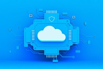 cloud computing security technology icon, data storage network, digital backup, cyber protection concept