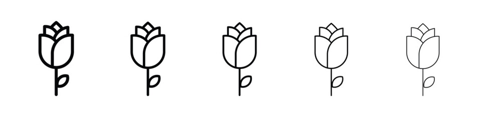 Rose icon logo. Black line icon, vector illustrations.
