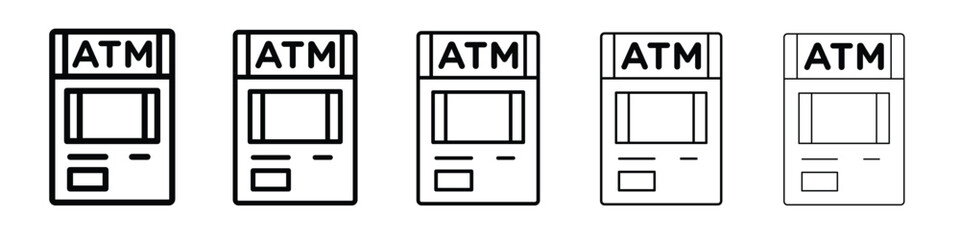Cash Machine icon logo. Black line icon, vector illustrations.