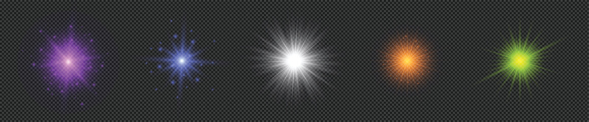 Wall Mural - set of light effects of lens flares