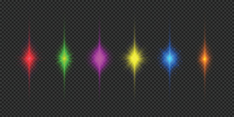 Wall Mural - set of multicolor light effects of lens flares