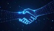 © FimCraft - Digital handshake signifies agreement and collaboration through interconnected network representing future of technology and global partnerships in a modern world.