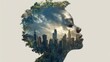 © Tarakan - A woman's profile, nature and city layered