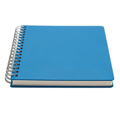 Wall Mural - A closed blue spiral bound notebook isolated on transparent background, perfect for notes, journaling, or school supplies