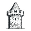 © David - Defensive tower construction historical site illustration medieval era side view fortress concept. Vector illustration