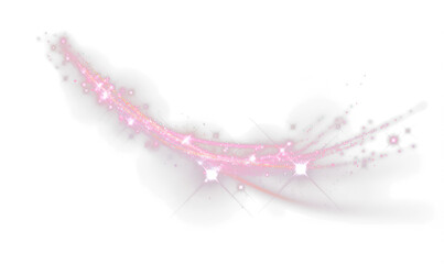 Wall Mural - Sparkling Pink Glitter Trail with Stars and Light Overlay Effects Isolate on Transparent Background, cutout, png