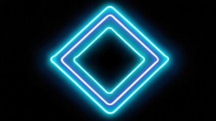 Poster - Neon purple diamond shape on black background