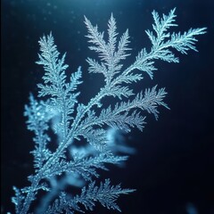 Wall Mural - Intricate Frost Pattern Captured in Macro Detail on Crystal Surface