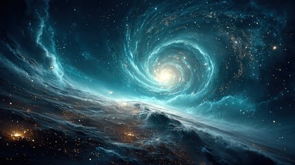 Wall Mural - Cosmic spiral nebula in deep space